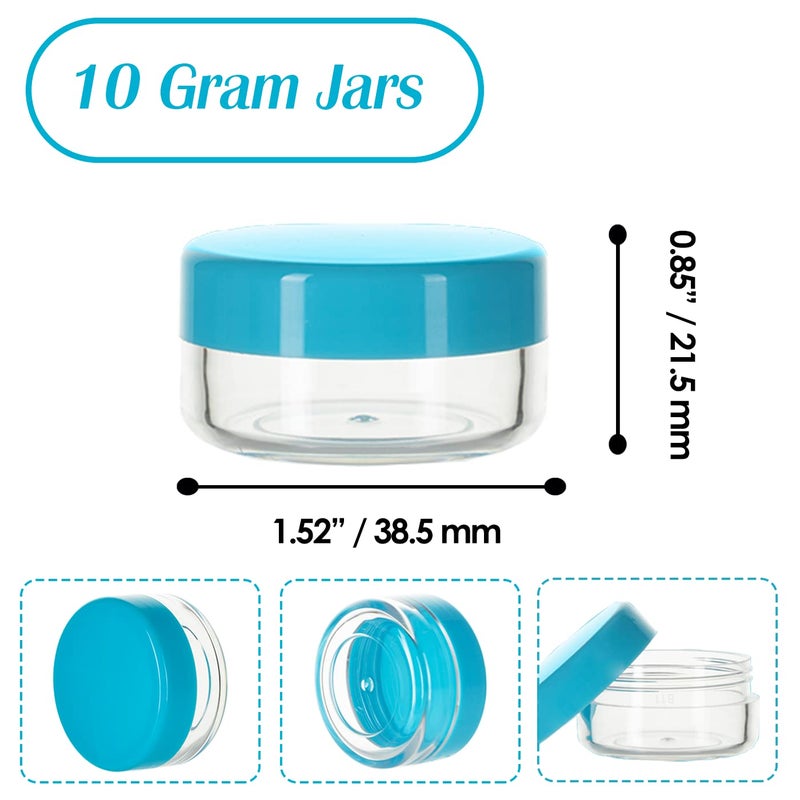 ZEJIA 10 Gram Sample Containers, 100 Count Cosmetic Containers with Lids, Refillable Empty Sample Jars, Small Plastic Containers with Lids (Blue) - Image 2